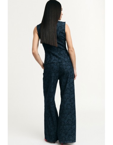 Jeans met wijde pijpen, bloemenprint en hoge taille, alstublieft