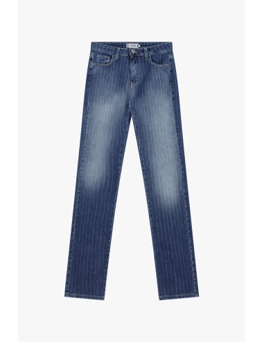 Gestreepte straight-leg jeans met een middelhoge taille, alstublieft