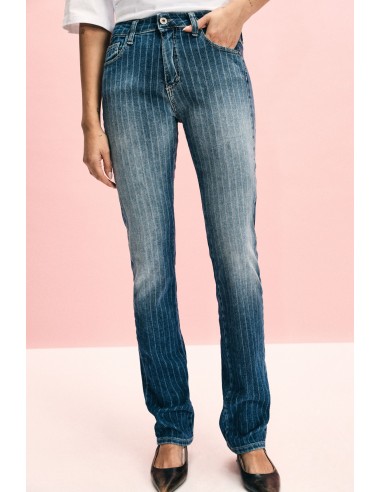 Gestreepte straight-leg jeans met een middelhoge taille, alstublieft