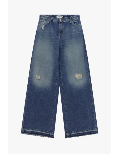 Jeans met wijde pijpen en details met een vintage-effect Please