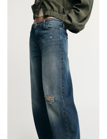 Jeans met wijde pijpen en details met een vintage-effect Please