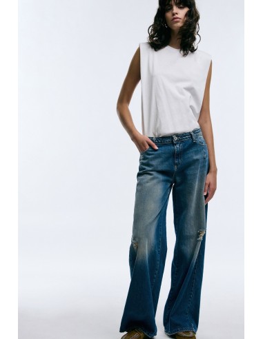 Jeans met wijde pijpen en details met een vintage-effect Please