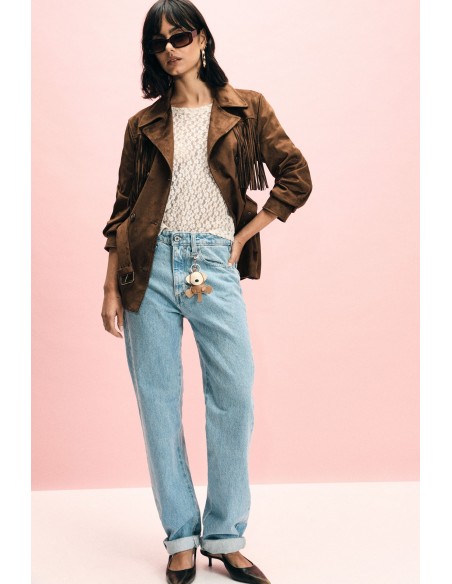 High-waisted straight-leg jeans with five pockets Please