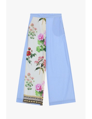 Palazzo-broek met bloemen- en strepenprint aub