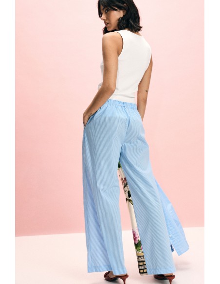 Palazzo-broek met bloemen- en strepenprint aub