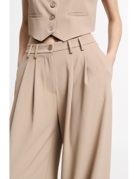High-waisted palazzo broek met plooien aub