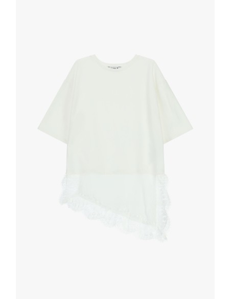 Asymmetrische top met contrasterende kanten boord alstublieft