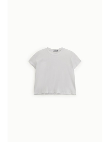 Cropped T-shirt met regular fit, ronde hals en effen kleur, alstublieft