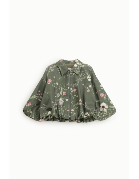 Korte bomber met rits en bloemenprint, alstublieft