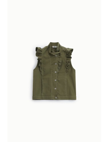 Mouwloos gilet met ruches aan de voorkant Please