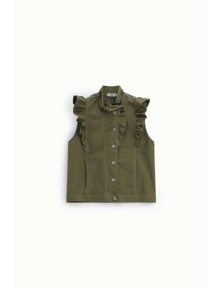 Mouwloos gilet met ruches aan de voorkant Please