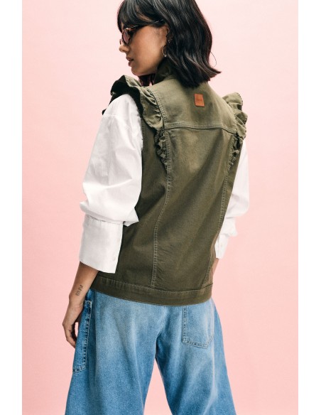 Mouwloos gilet met ruches aan de voorkant Please