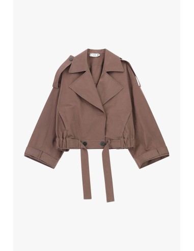 Korte double-breasted parka met ceintuur Please