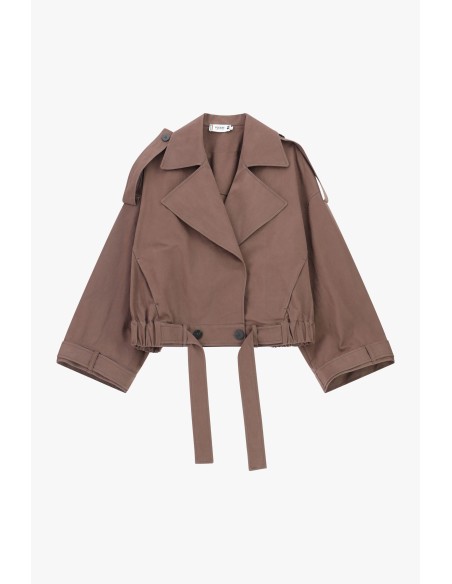 Korte double-breasted parka met ceintuur Please