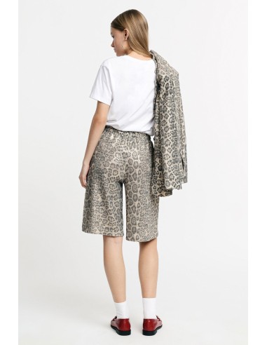 Bermudashort met dierenprint en trekkoord Please
