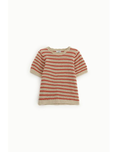 Gestreept geperforeerd T-shirt met korte mouwen Alstublieft