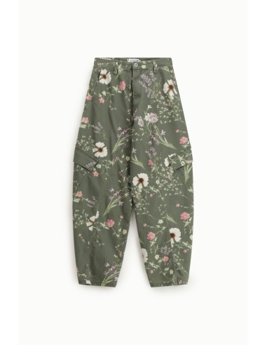 Cargo broek met bloemenprint, hoge taille, zijzakken Please