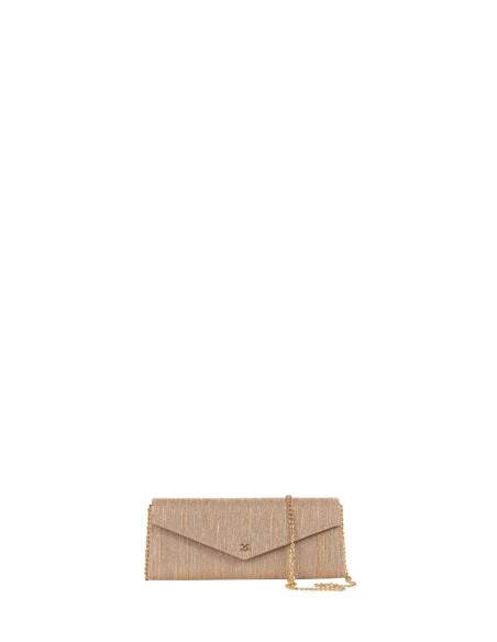 Harde lamé-clutch met glittereffect en interne schouderketting