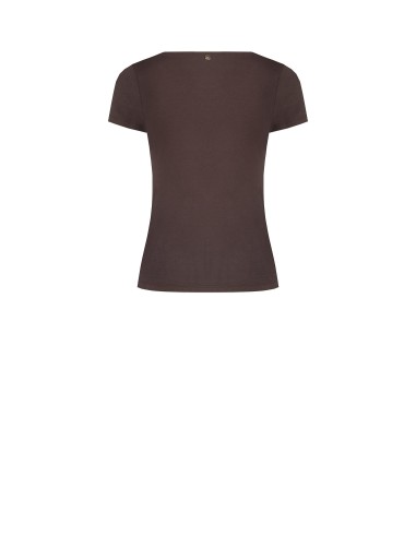 Aansluitend T-shirt van viscosemix met gerimpelde V-hals Rinascimento