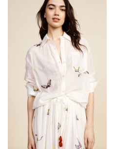 Ruim shirt met vlinderprint en borstzakje Dixie