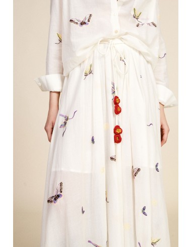Lange wijde rok met vlinderprint en strikdetail Dixie
