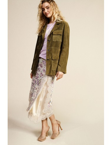 Midi-rok met bloemenprint en kanten rand Dixie
