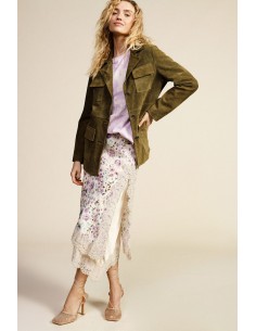 Midi-rok met bloemenprint en kanten rand Dixie