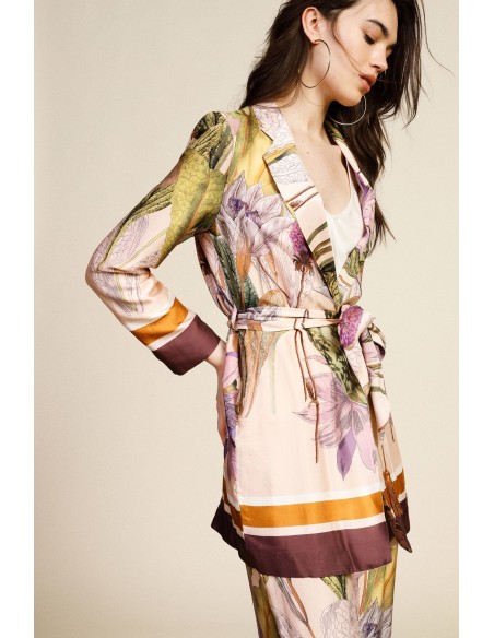 Dixie blazer met bloemenprint en tailleceintuur
