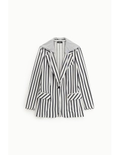 Gestreepte blazer met capuchon en knoopsluiting Dixie 2