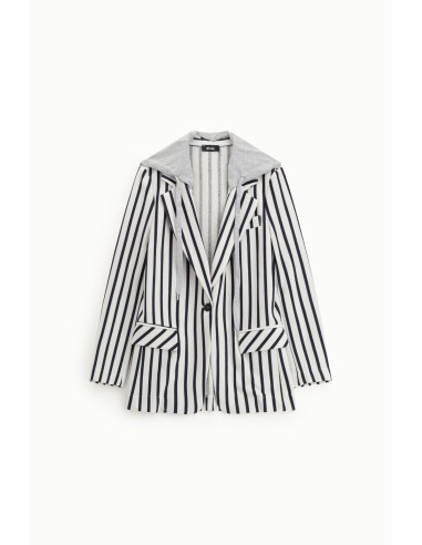 Gestreepte blazer met capuchon en knoopsluiting Dixie