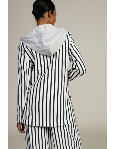 Gestreepte blazer met capuchon en knoopsluiting Dixie
