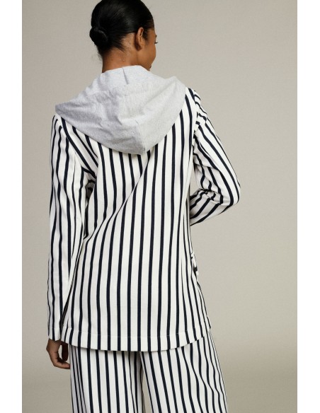 Gestreepte blazer met capuchon en knoopsluiting Dixie