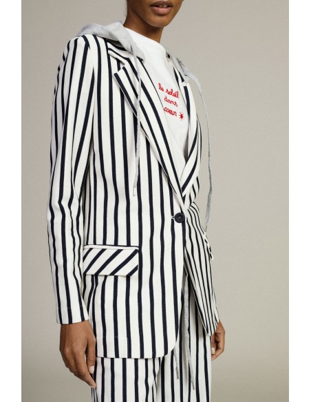 Gestreepte blazer met capuchon en knoopsluiting Dixie
