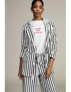 Gestreepte blazer met capuchon en knoopsluiting Dixie