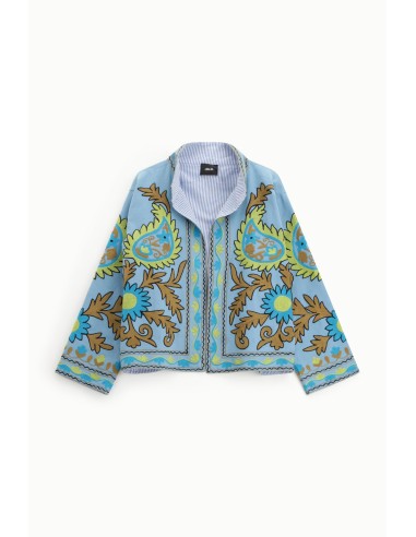 Korte bedrukte blazer met gestreepte voering Dixie