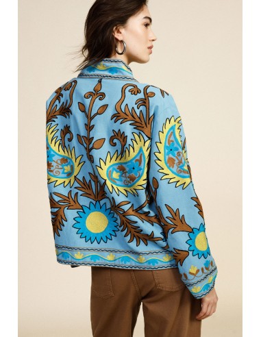 Korte bedrukte blazer met gestreepte voering Dixie