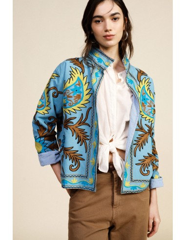 Korte bedrukte blazer met gestreepte voering Dixie