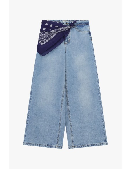 Wijde pijp-jeans met bedrukte sjaal Dixie