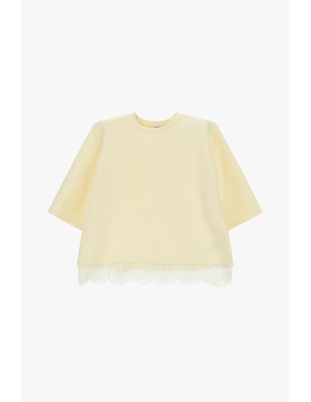 Dixie T-shirt met korte mouwen en kanten rand