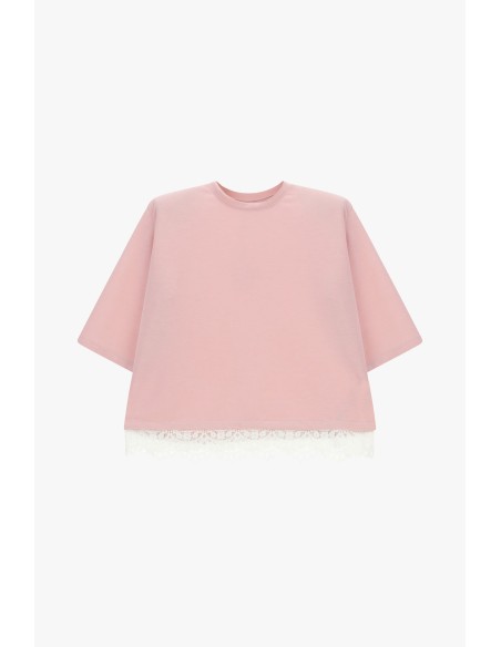 Dixie T-shirt met korte mouwen en kanten rand