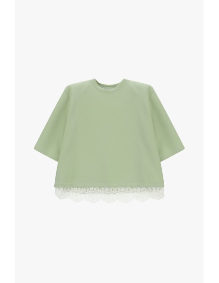 Dixie T-shirt met korte mouwen en kanten rand