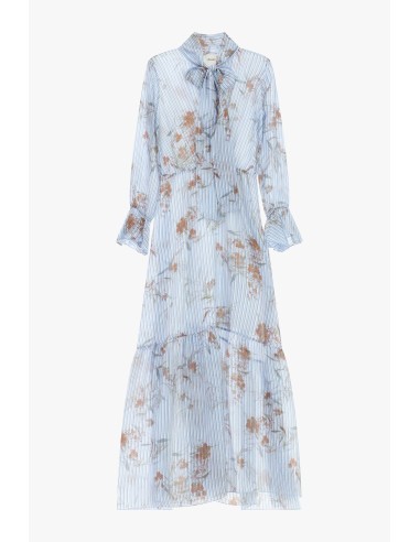 Lange jurk met bloemenprint en strikkraag Dixie