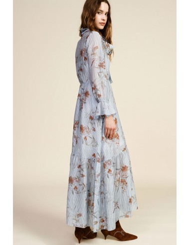 Lange jurk met bloemenprint en strikkraag Dixie