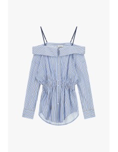 Gestreept shirt met blote schouders en rimpeldetails Dixie 2