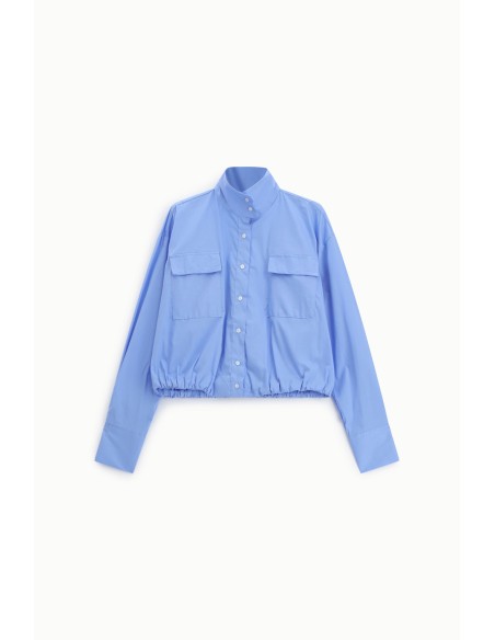 Cropped shirt met borstzakken en hoge kraag Dixie