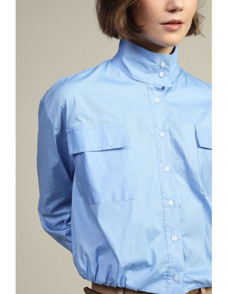 Cropped shirt met borstzakken en hoge kraag Dixie