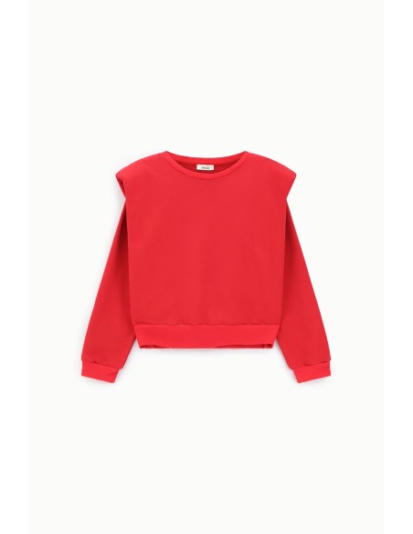 Dixie Sweatshirt met ronde hals, gestructureerde schouders en elastische zoom