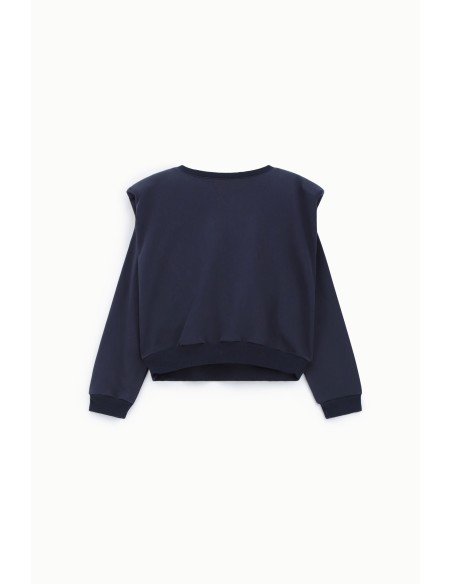 Dixie Sweatshirt met ronde hals, gestructureerde schouders en elastische zoom