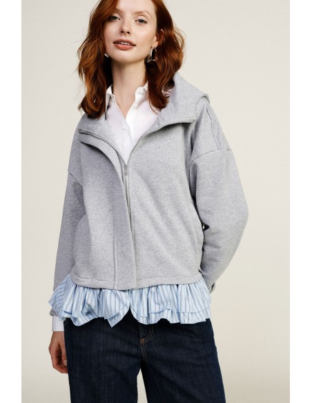 Dixie hoodie met geplooide volant