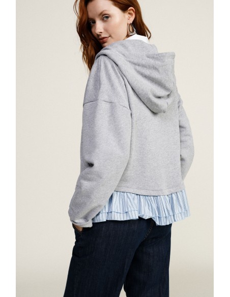 Dixie hoodie met geplooide volant